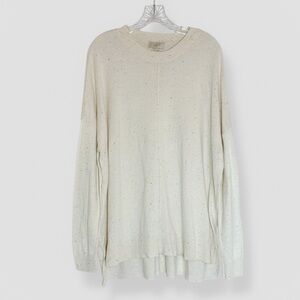 Loft Size XL Flecked Sweatshirt Sweater Ivory Yellow/Blue Flecks Comfort Casual